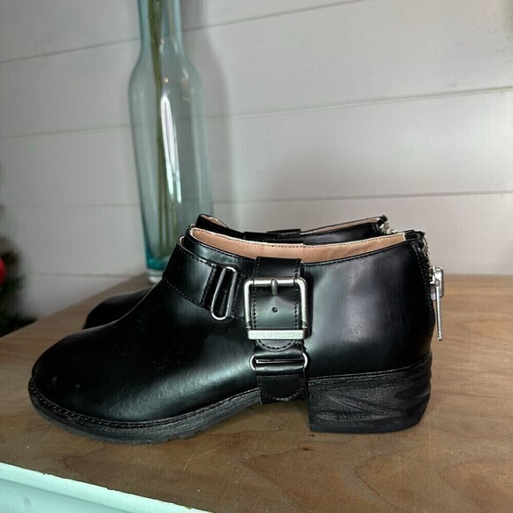 Farylrobin X Free People Leather Harness Buckle Bootie Black Size 7 - Picture 1 of 8